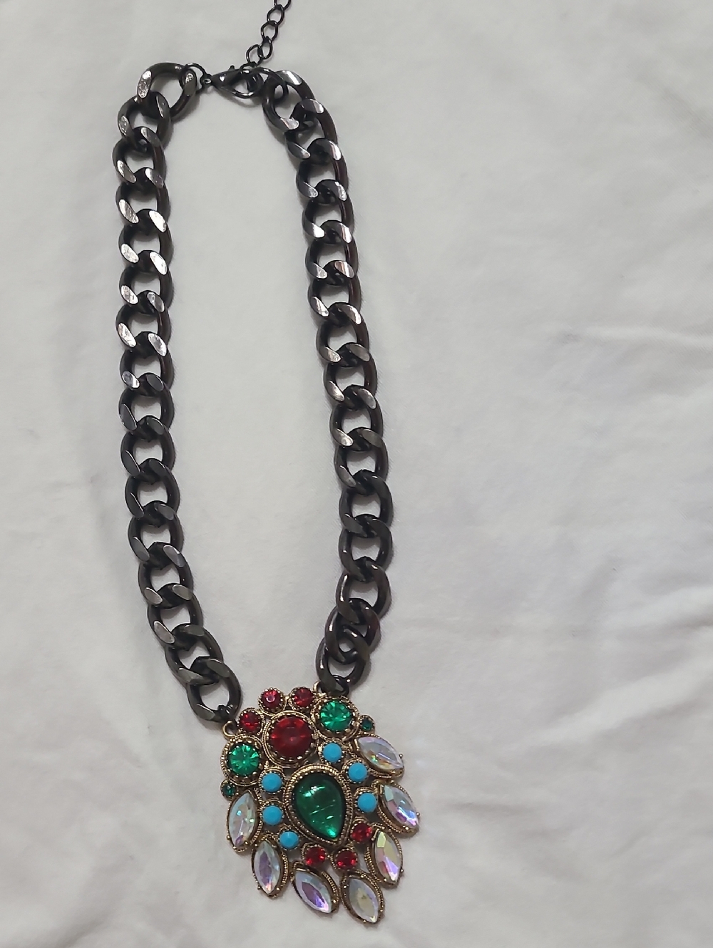 Statement Multicolor Gem Pendant Necklace - Unbranded